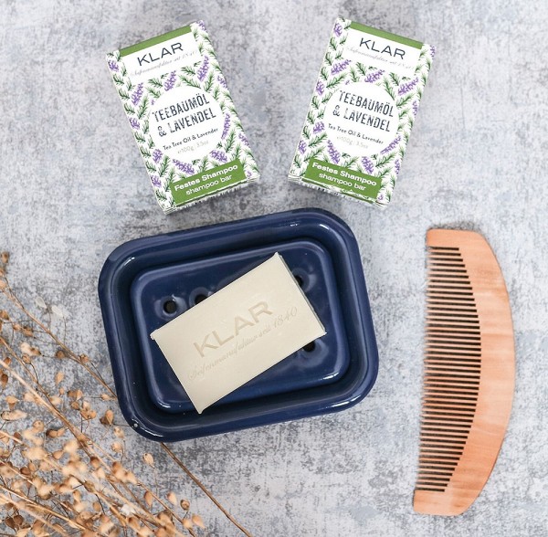KLAR Festes Shampoo Teebaumöl + Lavendel (Gegen Schuppen) 100g