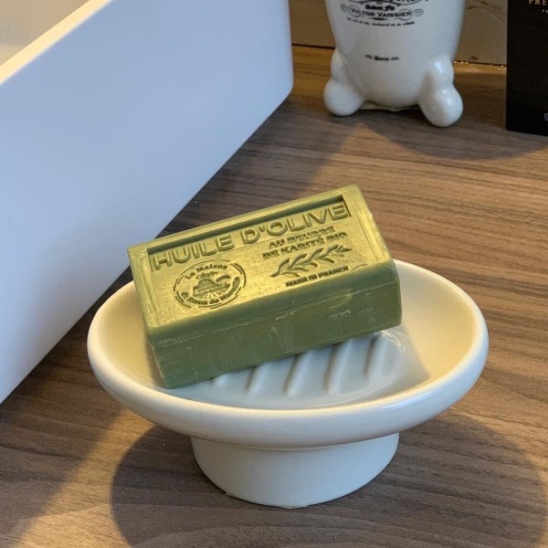 Seifenschale Porzellan mit Fuß Weiß Paris Seifenhalter Vintage Nostalgie