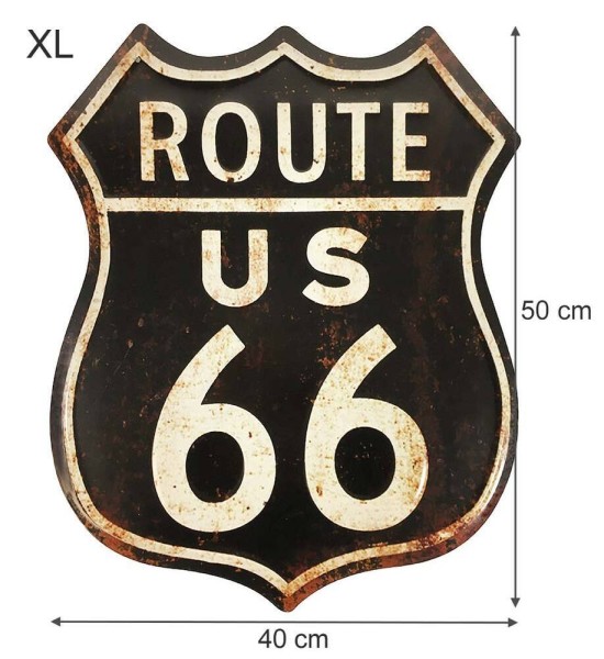 Blechschild ROUTE 66 US Groß Retro Vintage Deko XL Highway Geprägt 40 x 50 cm