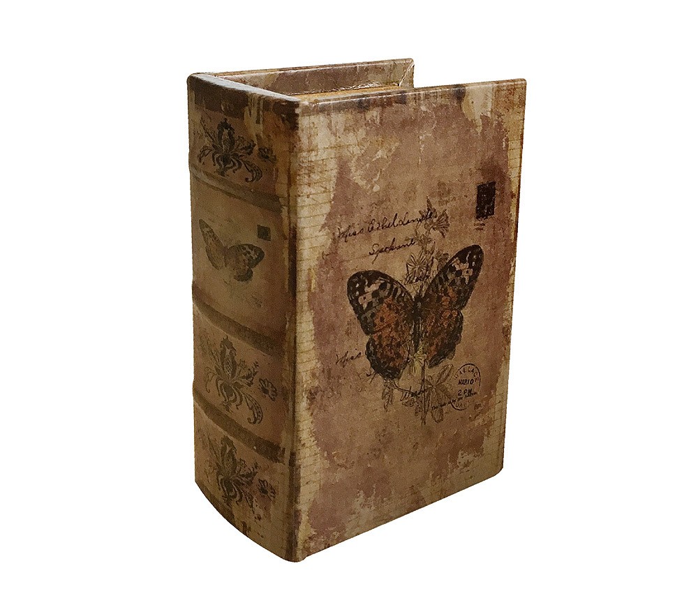 Hohles Buch mit Geheimfach Schmetterling Buchversteck Antik-Stil 15x10cm