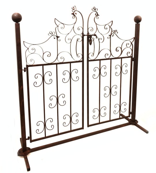 Deko Gartentor Metall Gartentür Antik-Stil Dekoration Garten Hühner Landhausstil