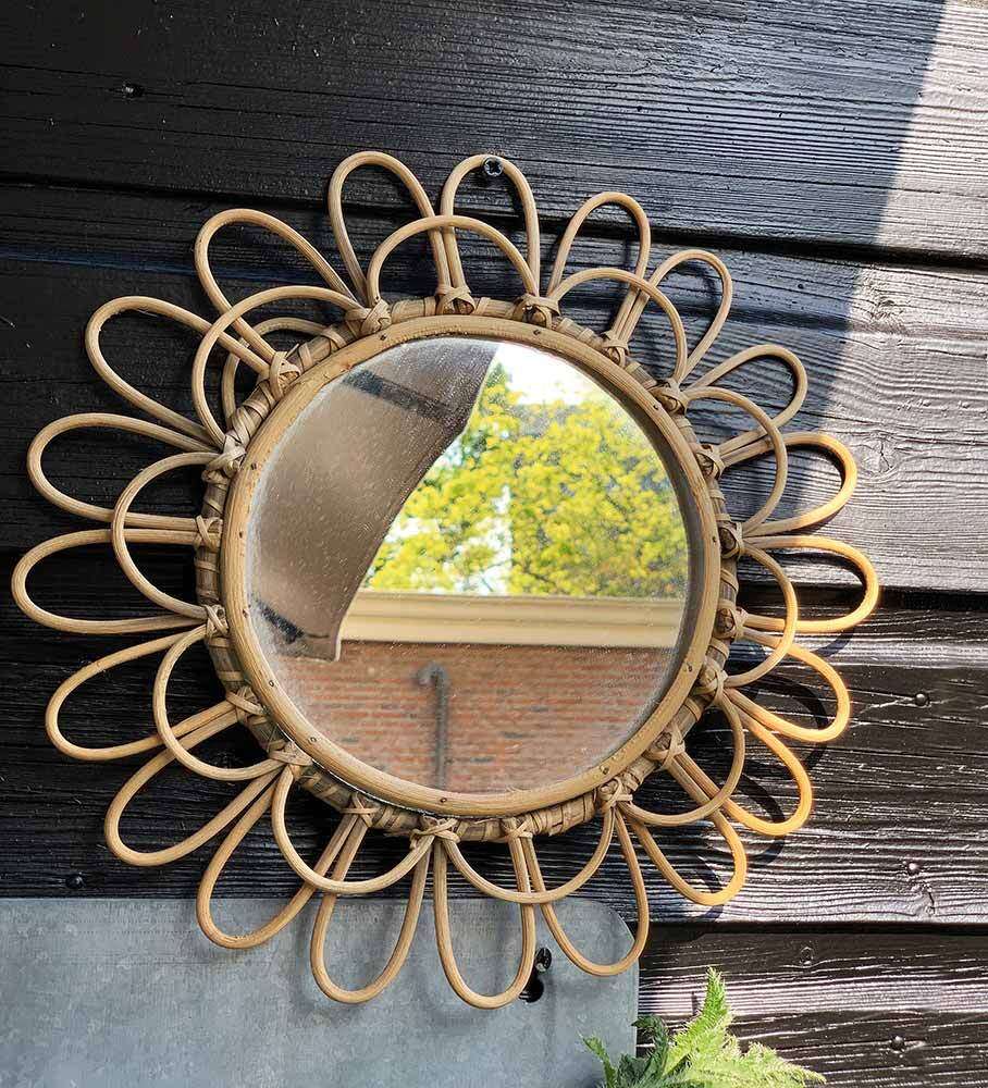 Spiegel Boho Rund Blume Weide Wandspiegel Flower Ø 35cm kaufen