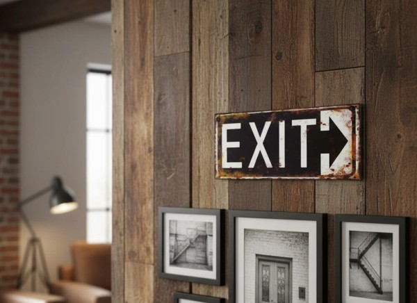 Blechschild EXIT Retro Vintage-Deko Wegweiser Pfeil Antik-Stil 36 x13 cm