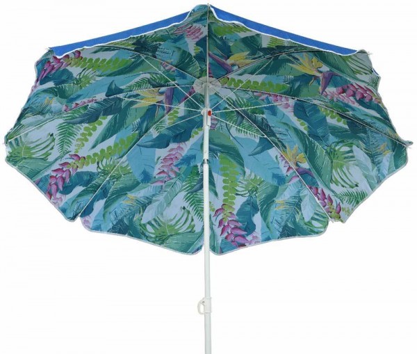 Sonnenschirm Palmenblätter Karibik Strand Oben Blau Knickbar Erdspieß Ø 160cm