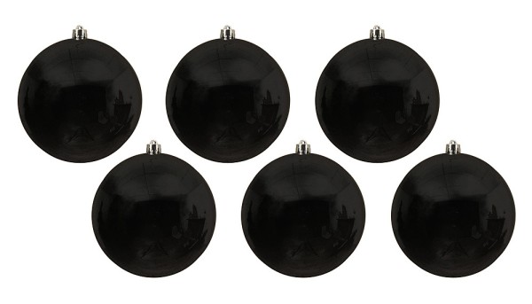 Große Christbaumkugeln Schwarz 6 Stück wetter- & bruchfest Weihnachten 14cm