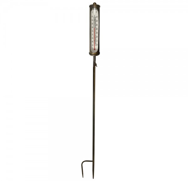 Gartenstecker mit Thermometer Vintage-Stil Eisen Braun Gartenthermometer 115cm