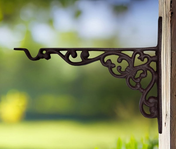 Wandhaken für Blumenampel Wandhalter Blumentopf Hängekorb Gusseisen Braun Vintage 20cm