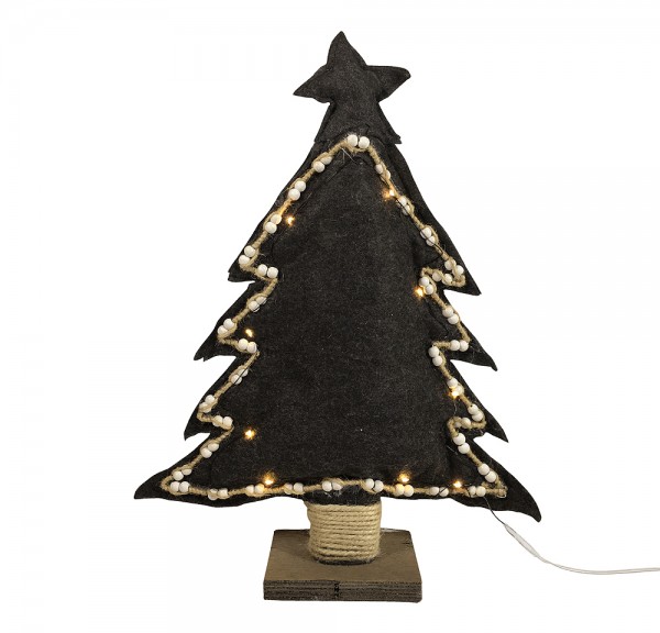 LED Weihnachtsbaum Tanne Filz Schwarz Beleuchtung Timer Tischdeko 40cm