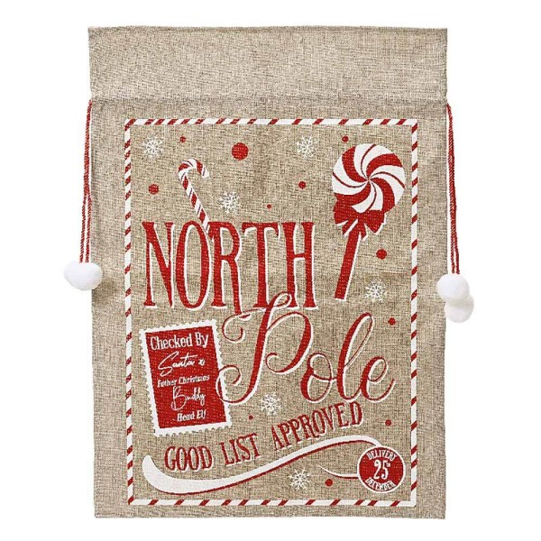 Nikolaussack Jute Weihnachten Weihnachtssack für Geschenke North Pole 70x50cm