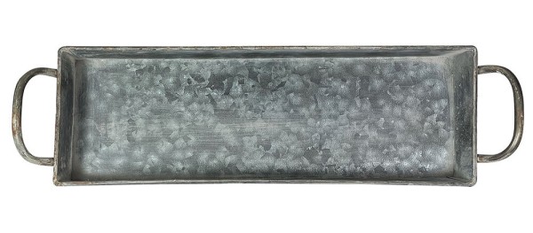 Tablett Zink Rechteckig mit Griffen Dekotablett Vintage-Stil Antik-Stil 41x13cm