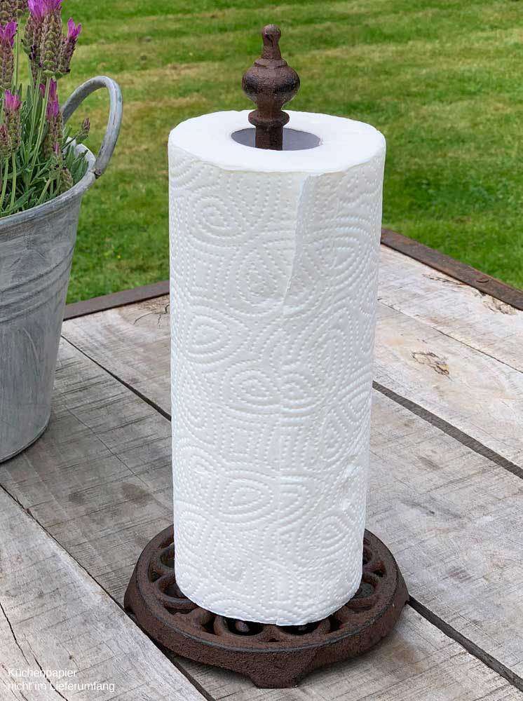 Küchenrollenhalter Nostalgie Gusseisen Landhausstil Antik-Stil Braun