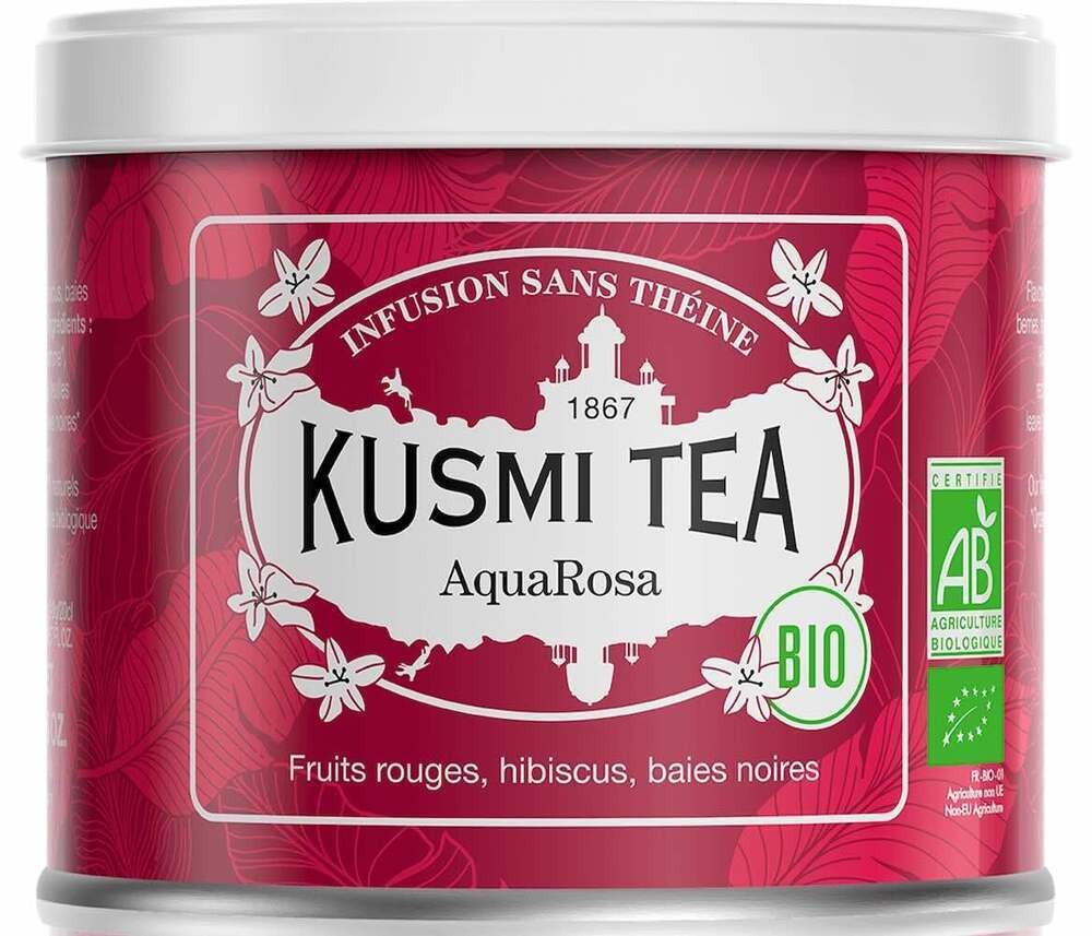 Kusmi Tea AquaRosa BIO Früchtetee Hibiskus Rote Früchte - Dose 100 g 31046
