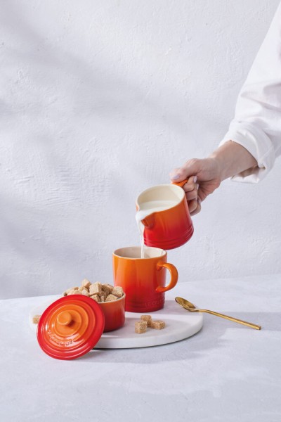 Le Creuset Zucker und Milch Set Steinzeug Ofenrot