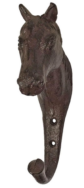 Garderobenhaken Pferdekopf Trensenhalter Pferd Haken Gusseisen Antik-Stil Braun