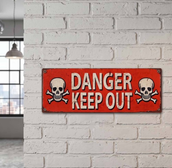 Blechschild DANGER KEEP OUT Retro Vintage Deko Betreten verboten 36 x 31 cm