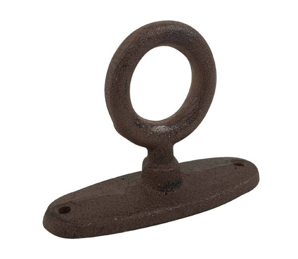 Anbindering mit Platte Gusseisen Antik-Stil Befestigungsring Braun 6cm