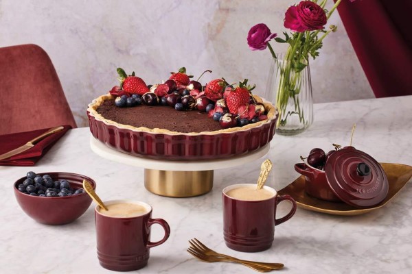 Le Creuset Tarte-Form Steinzeug Garnet (Rhone) Bordeaux-Rot 28cm