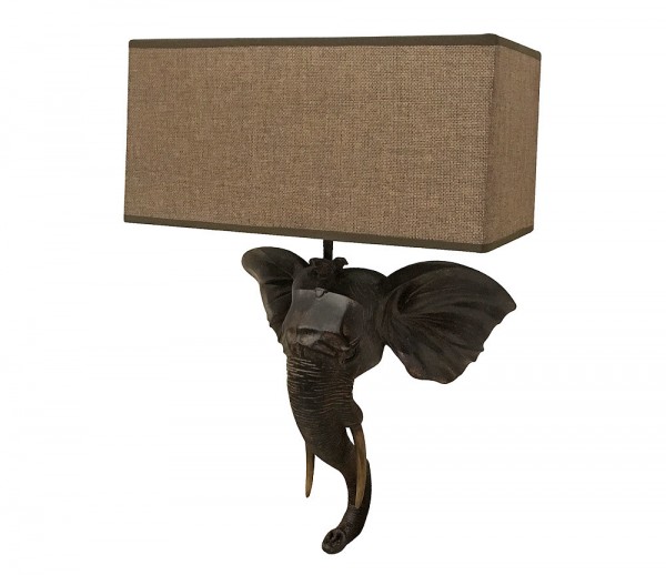 Wandleuchte Elefant Afrika Wandlampe Safari Kolonialstil Antik-Stil Braun
