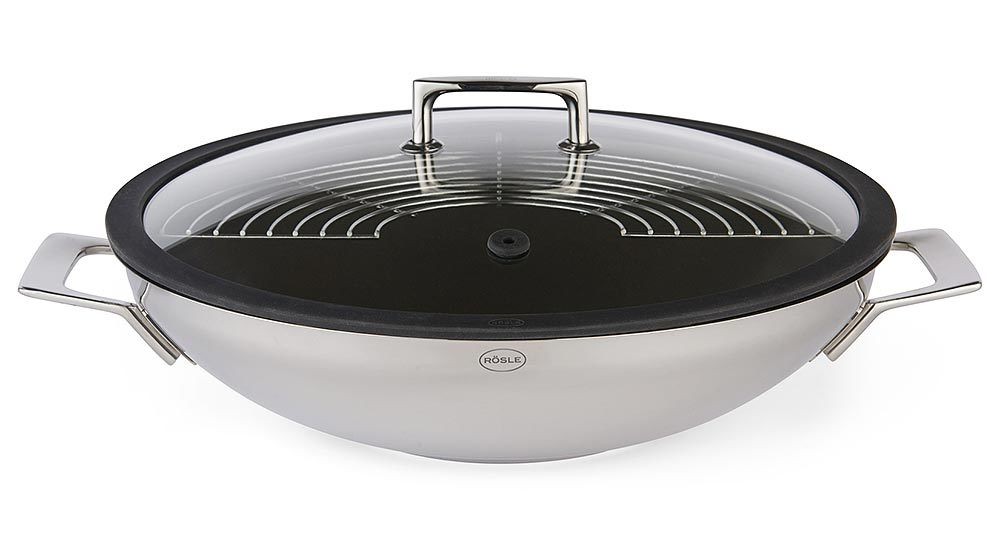 Rösle Wok Silence mit Glasdeckel Antihaftversiegelung 36cm Rösle Wok Silence mit Glasdeckel Antihaftversiegelung 36cm
