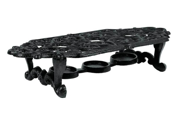 Stövchen Landhaus Vintage-Stil Warmhalteplatte Rechaud Gusseisen Schwarz