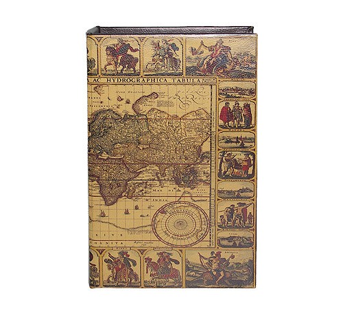 Hohles Buch mit Geheimfach Buchversteck Weltkarte Vintage Antik-Stil Groß