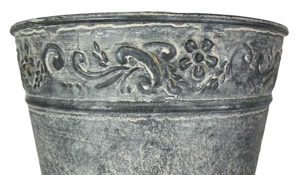 Zink Blumentopf Vintage-Stil Rund Pflanztopf Zinktopf Landhaus Grau