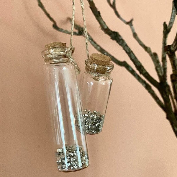 Christbaumschmuck Flasche zum Befüllen mit Korken Flaschenpost Steine 2 Stück