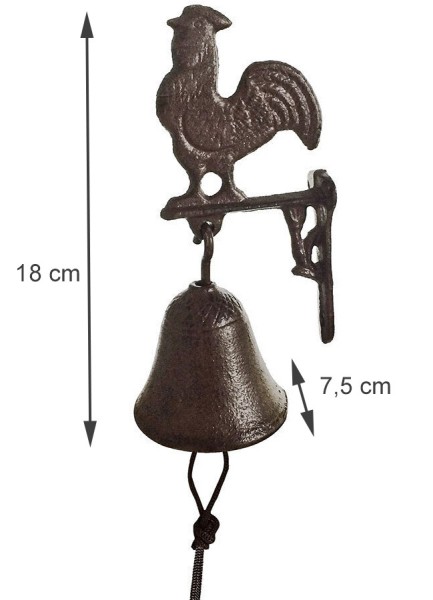 Türglocke Hahn Glocke Landhausstil Gusseisen Rustikal Antik-Stil Braun