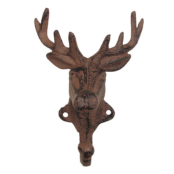 Rustikaler Wandhaken Hirsch Garderobe Gusseisen Antik-Braun 15cm günstig online kaufen