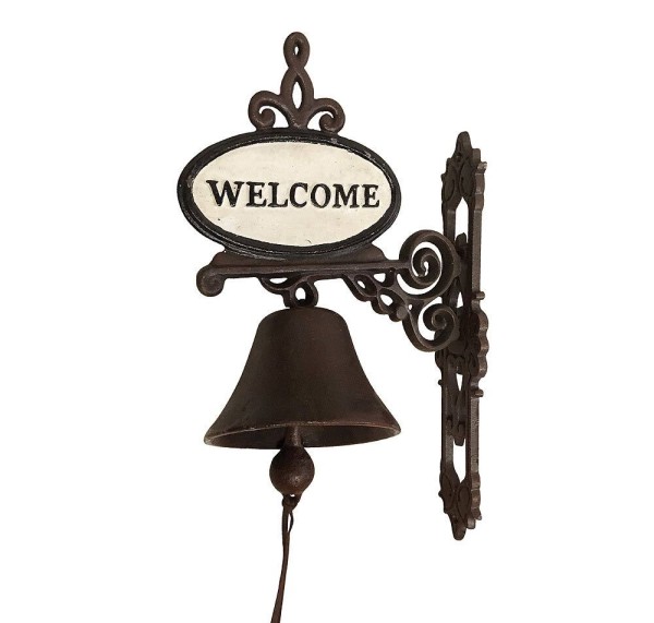 Türglocke WELCOME Glocke Nostalgie Gusseisen Landhausstil Antik-Stil Braun