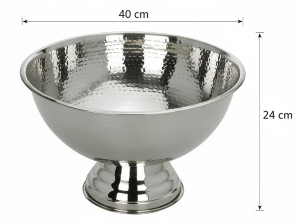Edler Sektkühler Schale Champagnerkühler Weinkühler Edelstahl Hammerschlag 40 cm