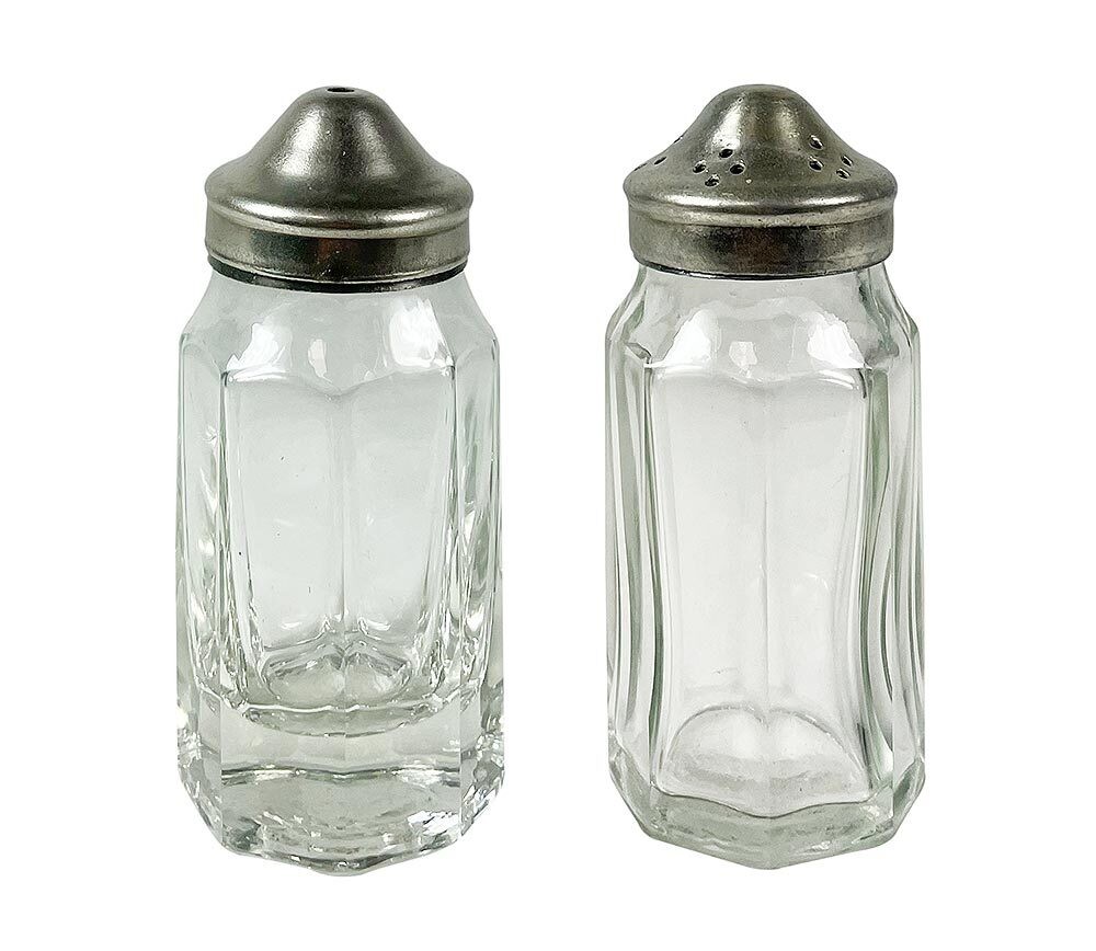 Salz und Pfefferstreuer Vintage-Stil Klassisch Glas Metall versilbert