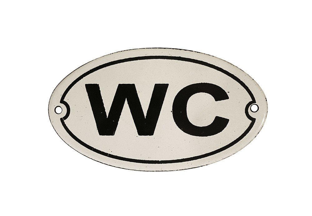 Türschild WC Emaille Metall Oval Weiß Toilette Nostalgie 7,5×13,5cm