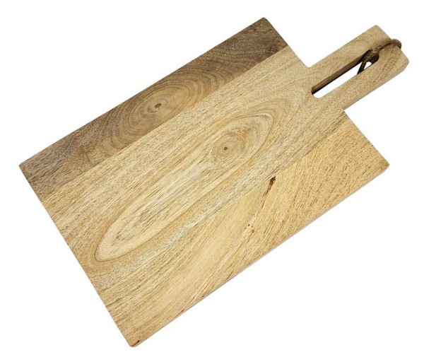 Schneidebrett Holz Servierbrett mit Griff Kordel Mangoholz 40x21cm