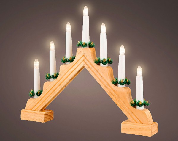 Lichterbogen Weihnachten Holz Batterie mit Timer Holz LED 7-flammig