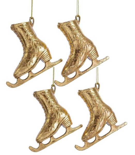 Christbaumschmuck Schlittschuhe Gold Glitzer 4 Stück Weihnachtsbaumschmuck