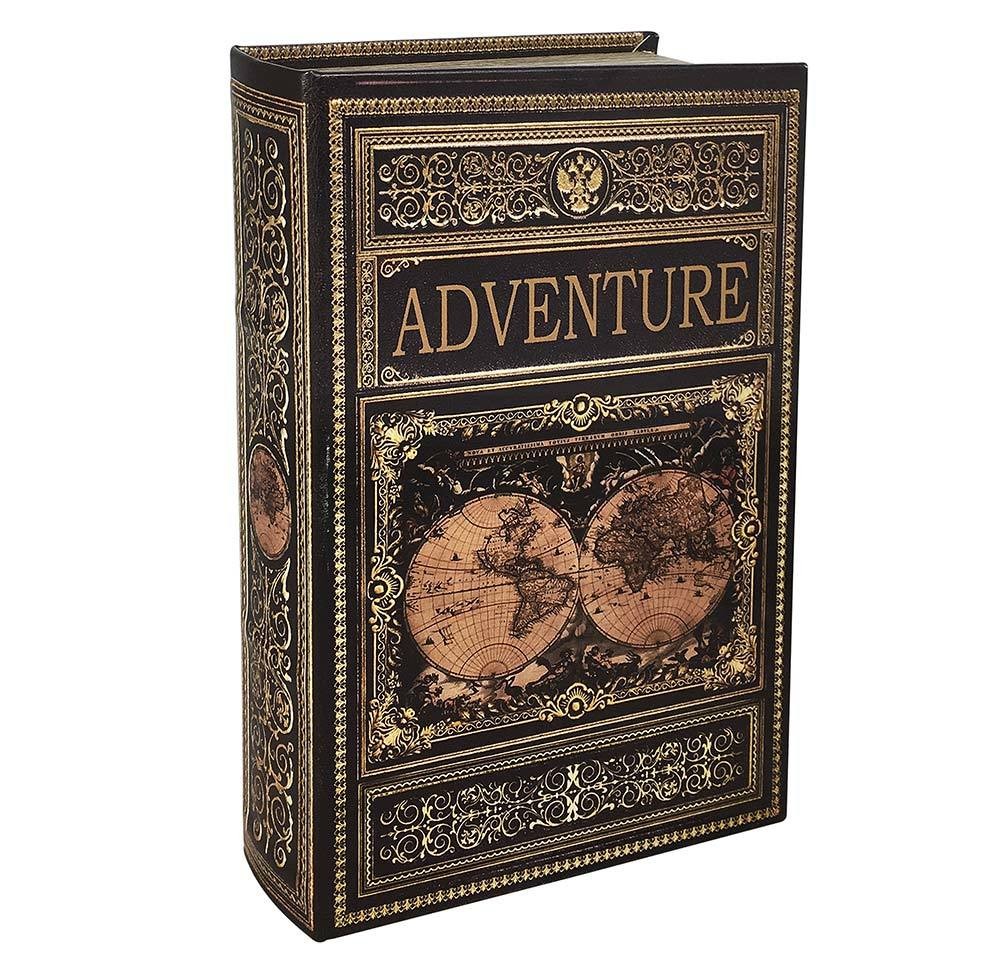 Hohles Buch mit Geheimfach Buchversteck Weltkarte Adventure Antik-Stil 33 cm