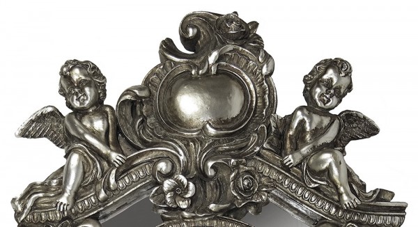 Wandspiegel Engel Silber Oval Barock Spiegel Antik-Stil 55x30cm