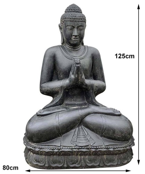 Buddha Figur XXL 125 cm Groß Guss-Stein Frostsicher Sitzend Gruß Garten Statue
