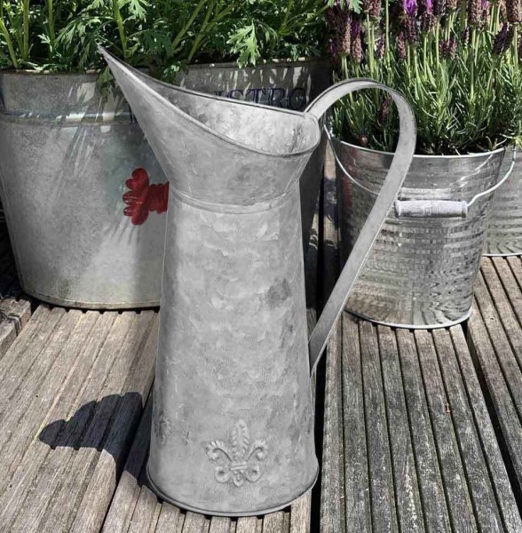 Deko Krug Zink Lilie Zinkkrug Gießkanne Zinkkanne Wasserkrug Landhaus Vintage