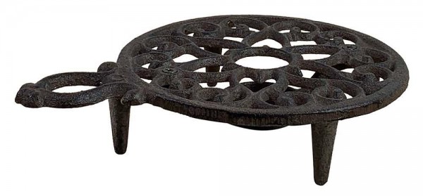 Stövchen mit Griff Vintage Warmhalteplatte Rechaud Gusseisen Antik-Stil Braun