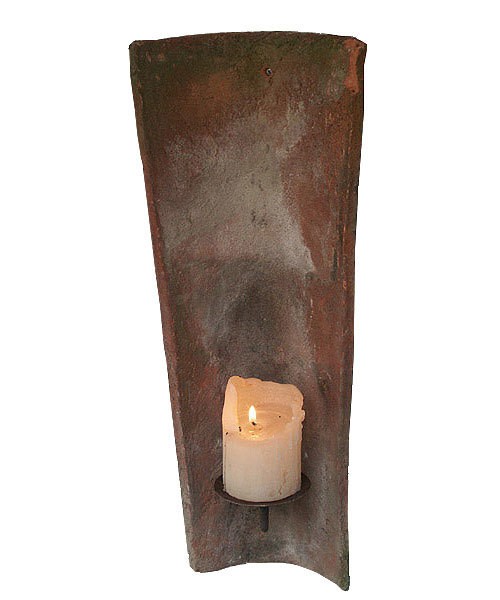 zeitzone Echt Antiker Dachziegel mit Kerzenhalter Landhausstil Wandkerzenhalter