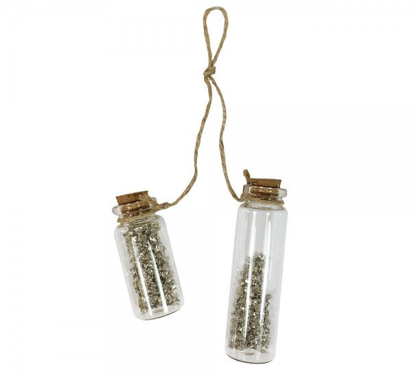 Christbaumschmuck Flasche zum Befüllen mit Korken Flaschenpost Steine 2 Stück
