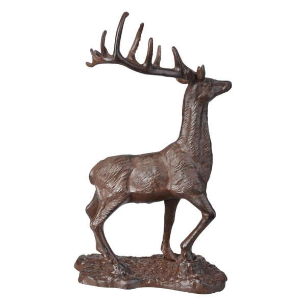 Rustikale Dekofigur Hirsch Gusseisen Antik-Braun 30cm