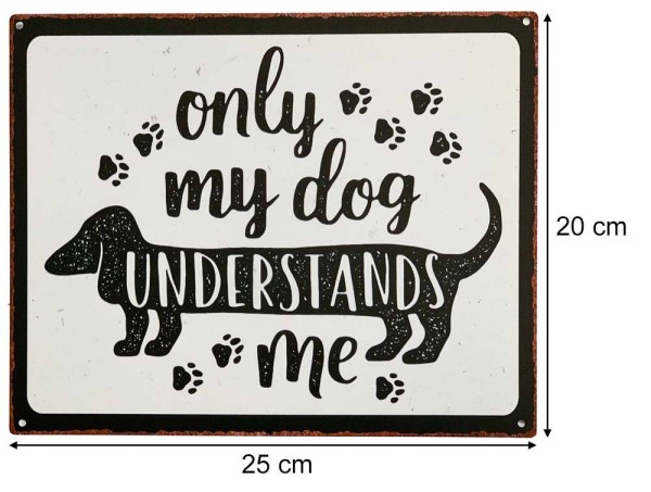 Blechschild Dackel Dachshund Retro Vintage-Deko für Hundefreunde 20 x 25 cm