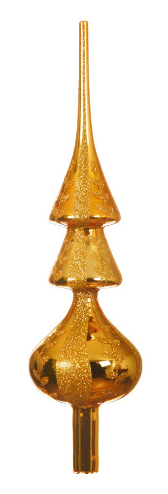 Christbaumspitze Gold Verziert Glitzer Echt Glas Weihnachtsbaumspitze 34cm