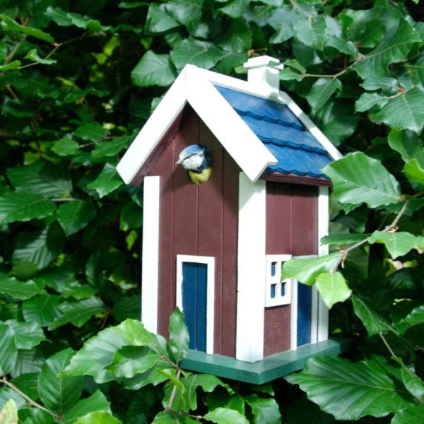 Buntes Vogelhaus Vogel-Villa Nistkasten Holz Braun 27,5cm