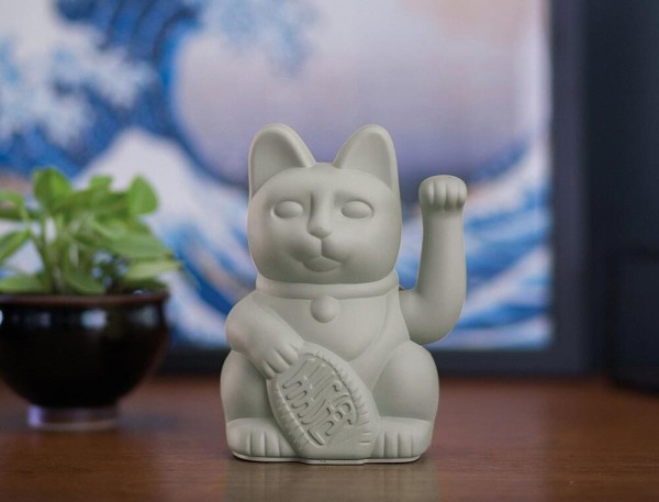 DONKEY Winkekatze Grau Maneki Neko Lucky Cat Glücksbringer 15cm