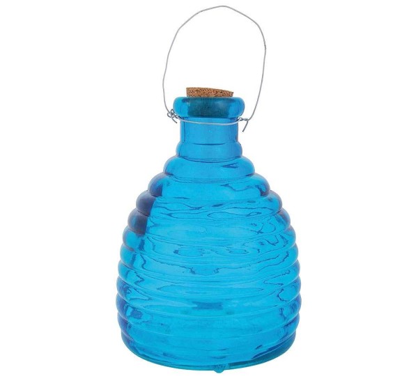 Wespenfalle Glas Groß Insektenfalle Geriffelt Blau 20cm