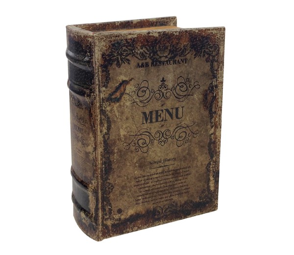 Hohles Buch mit Geheimfach MENU Buchversteck Antik-Stil